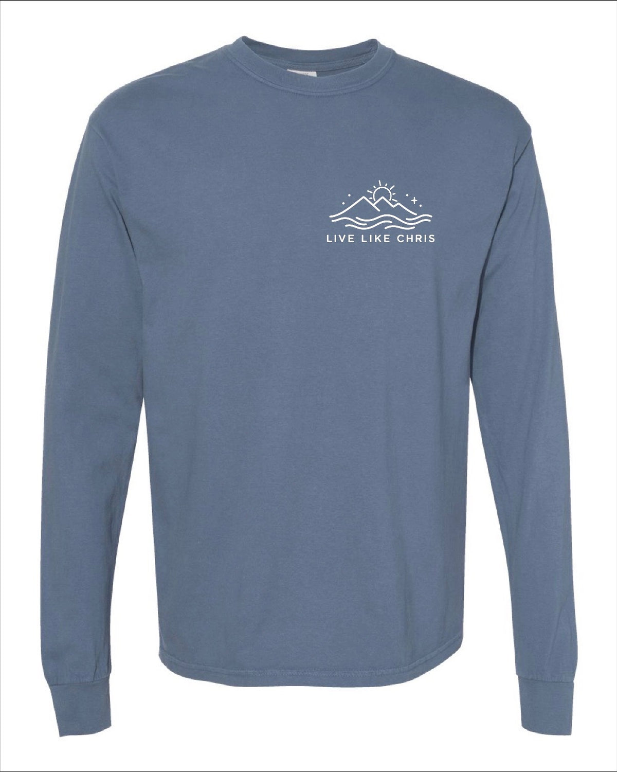 Live Like Chris long sleeve tee in light blue
