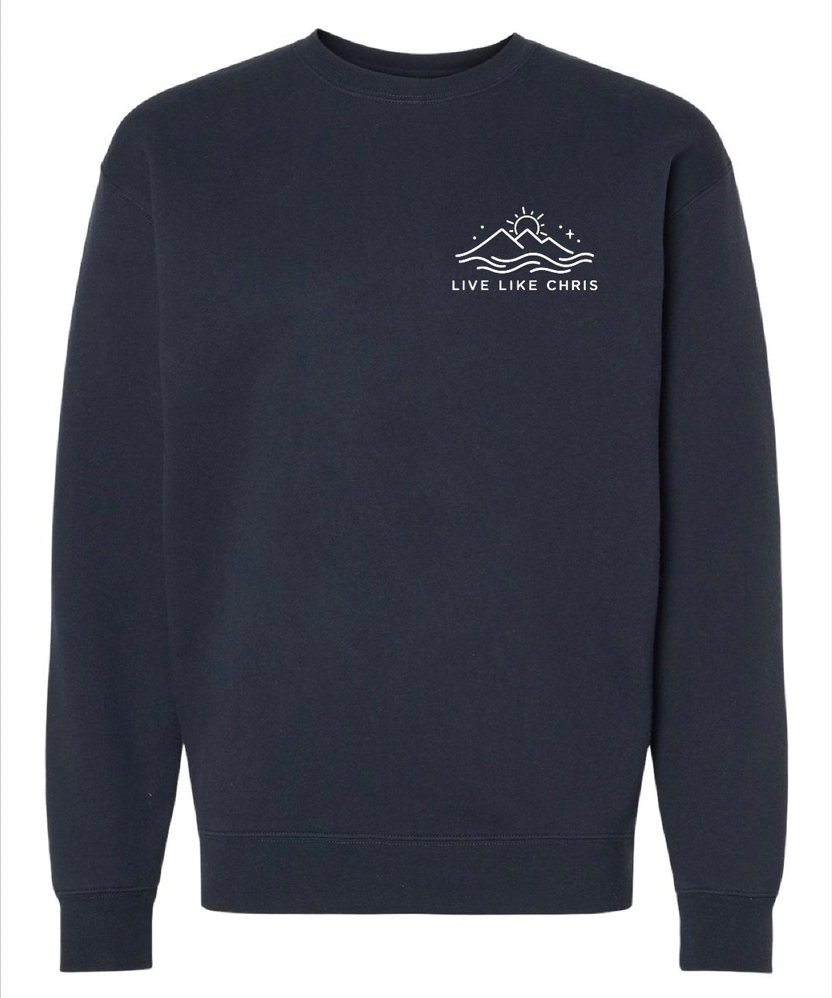 Live Like Chris navy crewneck sweatshirt