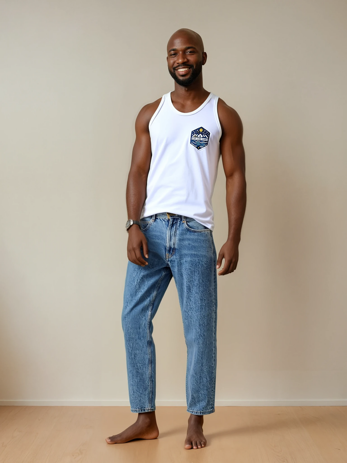 Men's White Tank Top- MEDIUM ONLY